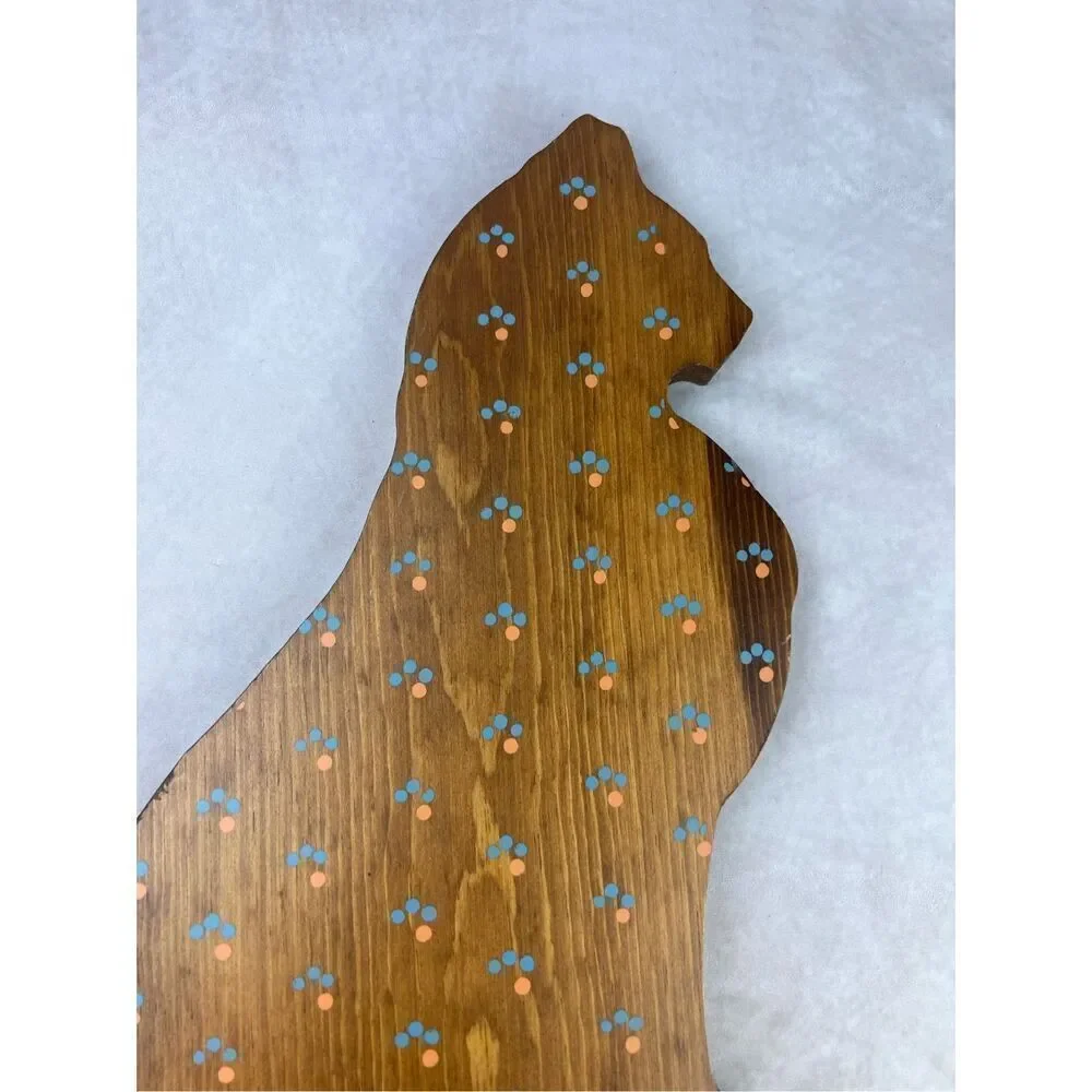 Vintage Wooden Cat Silhouette Cut Out Decor Painted